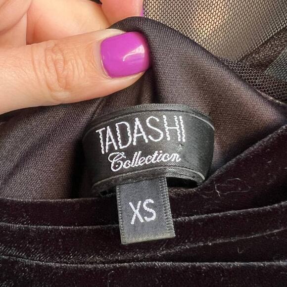 Tadashi Collection Black Velvet Semi-Sheer Formal Bustier Top Size XS - Picture 8 of 10